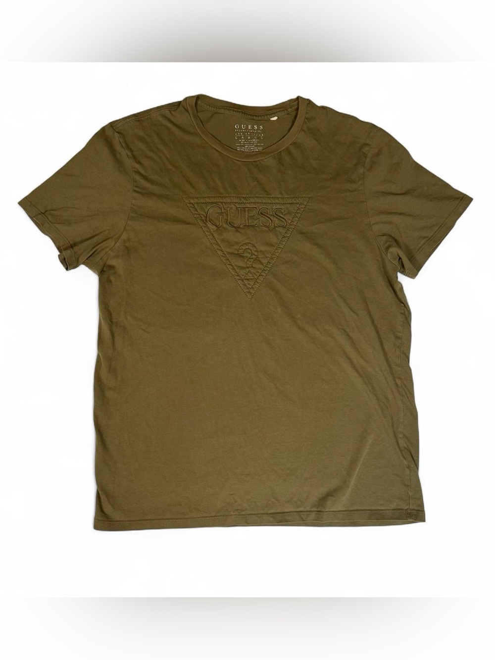 Y2K Guess 3D Olive Green Cotton T-Shirt Men’s Size L Graphic Tee